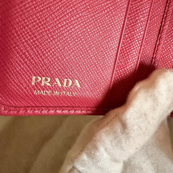 Prada Saffiano Leather Compact Wallet in a Fuchsia color Wallet - Picture 9 of 16